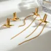 Wholesale PVD Coated Real Gold Plated 18K Gold 304 Stainless Steel Simple Style Classic Style Waterproof Non Tarnish Drop Earrings Ear Studs