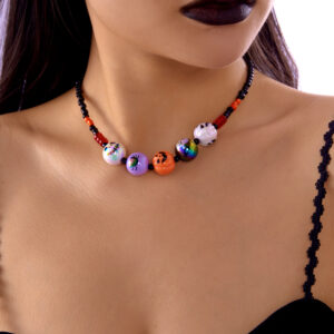 Pumpkin pearl ghost rice bead necklace nc25y0533