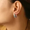 304 Stainless Steel Geometric PVD Coated Rhinestones Real Gold Plated 18K Gold Basic Simple Style Commute Waterproof Non Tarnish Inlay Earrings