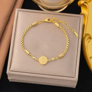 Ae2218 Bracelet Gold Pearl Chain Blessing Card