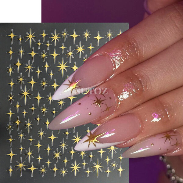 Wholesale Nail Art Stickers Sparkling Four-Pointed Star Fairy Nail 3D Adhesive Stickers