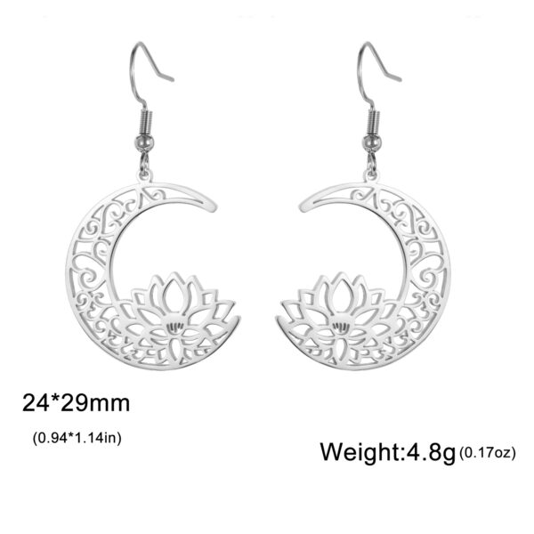 Wholesale European and American Holiday Cross-Border Decoration Cut Out Moon Lotus Earrings 304 Stainless Steel Earrings