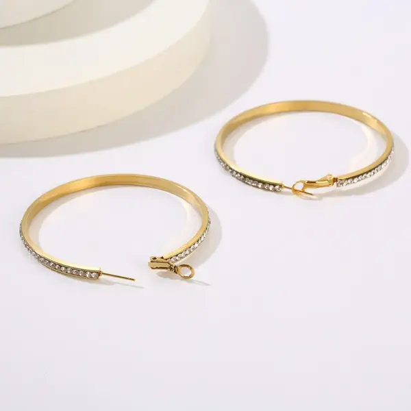 PVD Coated 18K Gold Plated Solid Color Stainless Steel Bridal Shiny Waterproof Non Tarnish Hoop Earrings