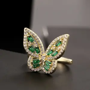 Z0055 Green Zircon Butterfly / Adjustable Opening