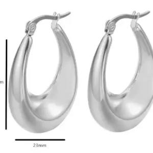 Hollow Oval Knife-Edge Earrings-[Xlh212] Double D Steel Color-ZN438S / 18K