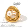 Ion Plating (IP) Real Gold Plated 18K Solid Color 304 Stainless Steel Imitation Pearl Elegant Retro Simple Style Waterproof Non Tarnish Open Rings