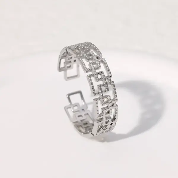 Wholesale PVD Coated Real Gold Plated 18K Gold Geometric 304 Stainless Steel Vintage Style Classic Style Waterproof Non Tarnish Rings