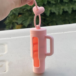 Protective case + heart-shaped cable tie / cherry blossom pink cup