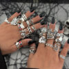 oly-ed3f589cd0447a1a8add805542832608 Wholesale Carved Dark Ghost Snake Ring Set