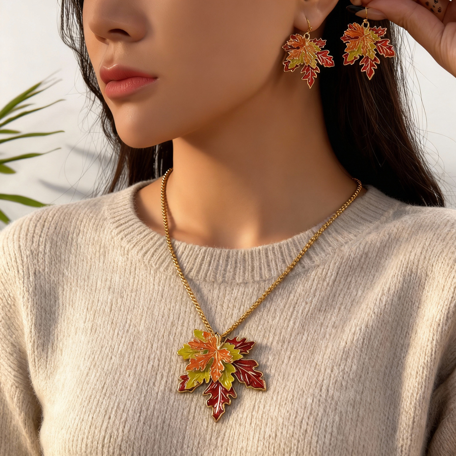 Wholesale Maple Leaf Necklace Earrings
