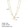 PVD Coated Real Gold Plated 18K Gold Geometric 304 Stainless Steel Simple Style Waterproof Non Tarnish 304 Stainless Steel Double Layer Necklaces
