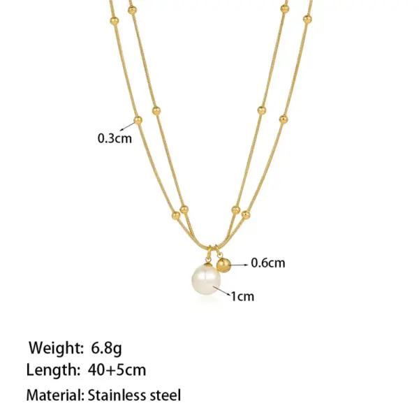 PVD Coated Real Gold Plated 18K Gold Geometric 304 Stainless Steel Simple Style Waterproof Non Tarnish 304 Stainless Steel Double Layer Necklaces