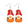 Wholesale Leather Earrings for Fall Thanksgiving: Little Gnome Pumpkin Leather Earrings
