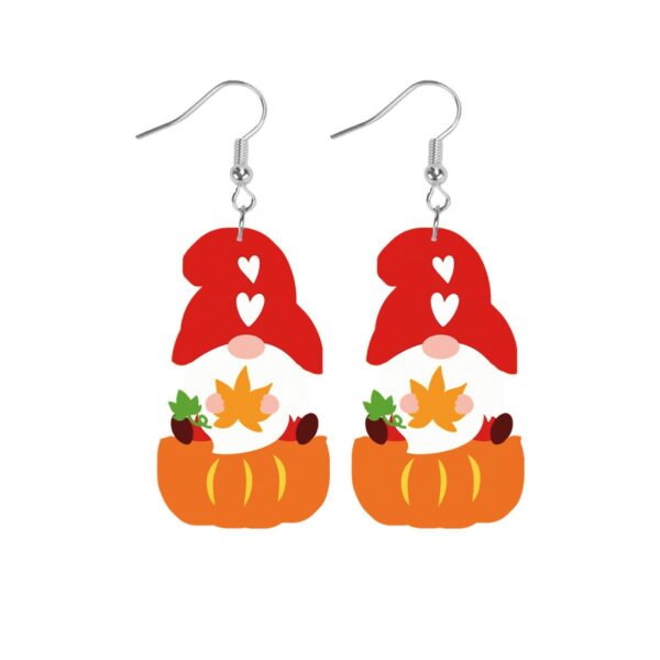 Wholesale Leather Earrings for Fall Thanksgiving: Little Gnome Pumpkin Leather Earrings