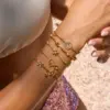 Wholesale Ladies Sweet Romantic 18K Gold Stainless Steel Heart Shaped Hollow Butterfly Knot Bracelet With Water Diamonds 16.5+5CM
