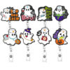 Wholesale Acrylic Halloween Booboocrew Ghost Telescopic Rotating Crocodile Clip Badge Scroll Easy-Pull Buckle