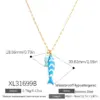 Wholesale PVD Coated Real Gold Plated 18K Gold Fish 304 Stainless Steel Marine Style Sweet Waterproof Non Tarnish 304 Stainless Steel Lobster Trigger Clasp Closure Multi Charms Necklace