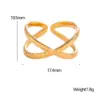 PVD Coated Real Gold Plated Solid Color Stainless Steel Simple Style Waterproof Non Tarnish Open Ring
