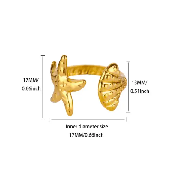 Wholesale 304 Stainless Steel Solid Color Shell PVD Coated Zircon Real Gold Plated Simple Style Waterproof Non Tarnish Plating Rings