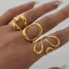 PVD Coated Real Gold Plated 18K Gold Geometric 304 Stainless Steel IG Style Casual Simple Style Waterproof Non Tarnish Open Rings