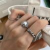 Wholesale South Korea non-fading geometric twist ring female ins retro fashion Oval personality open adjustable hip hop ring