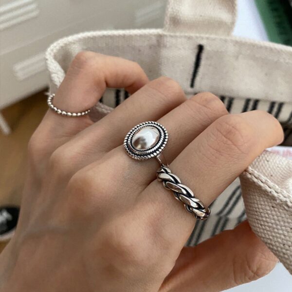 Wholesale South Korea non-fading geometric twist ring female ins retro fashion Oval personality open adjustable hip hop ring