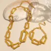 Wholesale Ion Plating (IP) Real Gold Plated 18K Gold Geometric Solid Color 304 Stainless Steel Elegant Waterproof Non Tarnish Bracelets Necklace