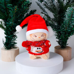 Rx298 christmas set [christmas red long hat + red and white sweater + red rainbow scarf three-piece set (doll not included)