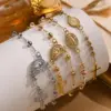 Wholesale Jewelry Vintage Style Religion Cross Virgin Mary Copper Zircon 18K Gold Plated Inlay Bracelets