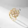 Wholesale Simple Style Commute Flower Copper Zircon Rings In Bulk