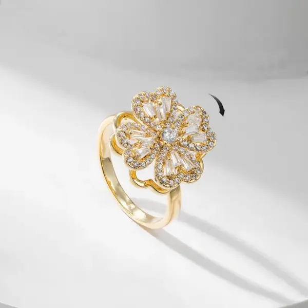 Wholesale Simple Style Commute Flower Copper Zircon Rings In Bulk