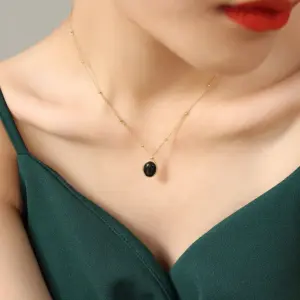 P703-Gold Small Black Necklace