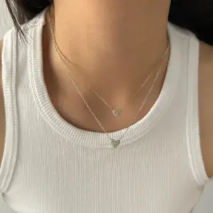 Wholesale Stainless Steel New Exquisite Micro Inlaid Zircon Minimalist Style Versatile Heart Pendant Necklace For Women Vacuum Furnace Electroplating High Quality Non-Fading Jewelry