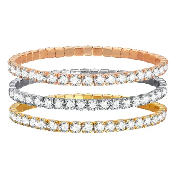 Simple Style Square 201 Stainless Steel 18K Gold Plated Zircon Stainless Steel Bracelets In Bulk