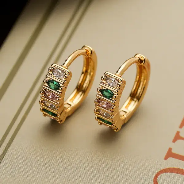 Wholesale 1 Pair Simple Style Commute Cross Crown Copper Plating Inlay Zircon 18k Gold Plated Hoop Earrings