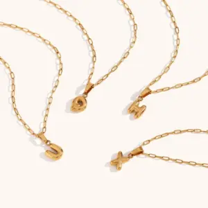 Wholesale PVD Coated Real Gold Plated Letter Stainless Steel Titanium Steel Simple Style Commute Waterproof Non Tarnish Stainless Steel Pendant Necklace