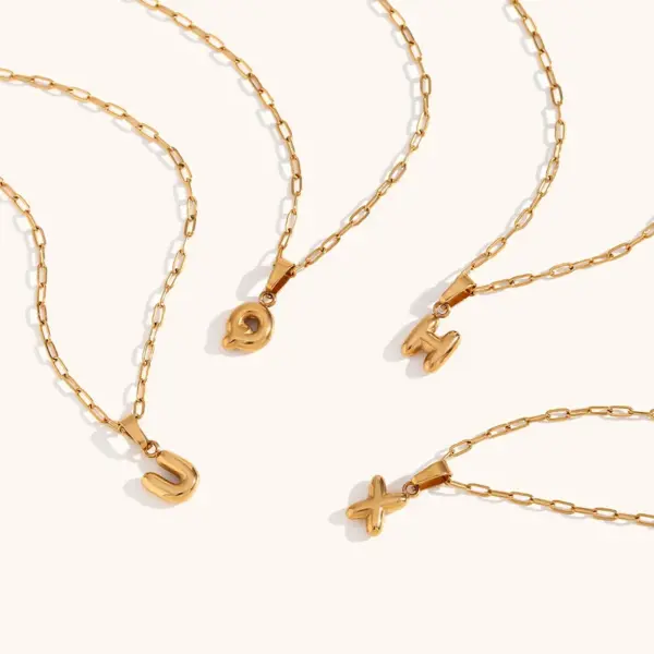 Wholesale PVD Coated Real Gold Plated Letter Stainless Steel Titanium Steel Simple Style Commute Waterproof Non Tarnish Stainless Steel Pendant Necklace