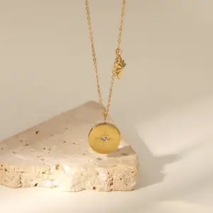 Wholesale Jewelry Star Stainless Steel Titanium Steel PVD Coated Plating Pendant Necklace