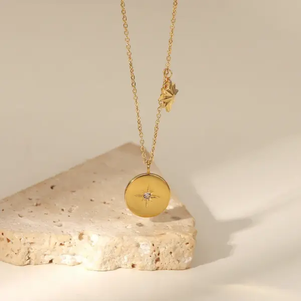 Wholesale Jewelry Star Stainless Steel Titanium Steel PVD Coated Plating Pendant Necklace
