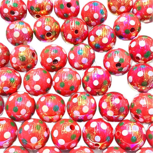 oly-ed6e1cc776ea297c488f993553c94d4e Wholesale 16mm straight hole Christmas colorful polka dot beaded DIY handmade beaded pen, phone chain, keychain, car pendant, etc.