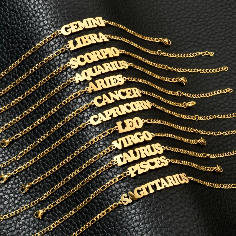 Wholesale Fashion Letter Stainless Steel Gold Plated Bracelets