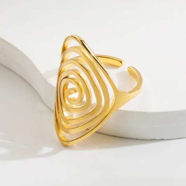 PVD Coated Real Gold Plated 14K Gold Hand Heart Shape Wings 304 Stainless Steel Retro Roman Style Waterproof Non Tarnish Open Rings