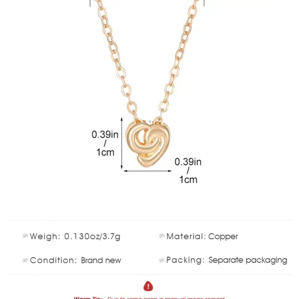 Wholesale Heart Shape Copper Sweet IG Style Copper Pendant Necklace Necklace