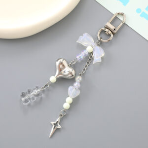K4858 silver-plated love + bear pendant white / Small pendant