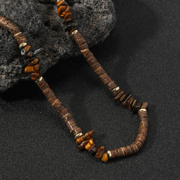 Wholesale fashion Men's hip hop bohemian style turquoise nut shell wooden beads ing necklace men's