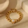 Wholesale Jewelry French Style Romantic Simple Style Red Heart Solid Color 304 Stainless Steel 18K Gold Plated Bracelets Jewelry Set