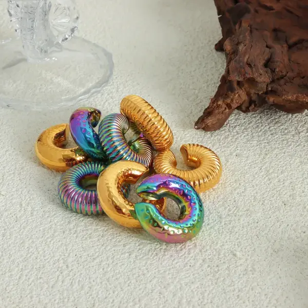 304 Stainless Steel Geometric PVD Coated 18K Gold Plated Real Gold Plated Hip-Hop Rock Punk Waterproof Non Tarnish Plating Ear Cuffs