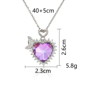 Butterfly Heart-Silver-Purple Light