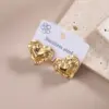 Wholesale 1 Pair/Package Casual Modern Style Sector Red Heart Diamond Plaid Polishing Plating 201 Stainless Steel 18K Gold Plated Earrings
