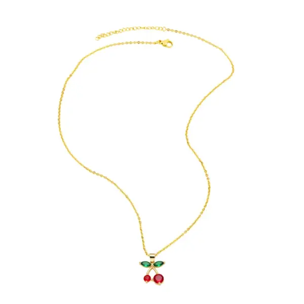 Plated 18K Gold Cherry 201 Stainless Steel Copper Modern Style Classic Pendant Necklace